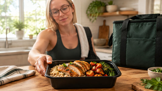 Fresh chicken, rice, and vegetables ready for a quick post-workout meal at home