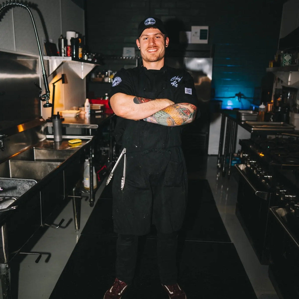 Chef Alan Maddox in a professional kitchen