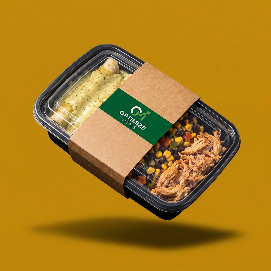 A ready-to-heat chef-prepared Optimize Meals entrée