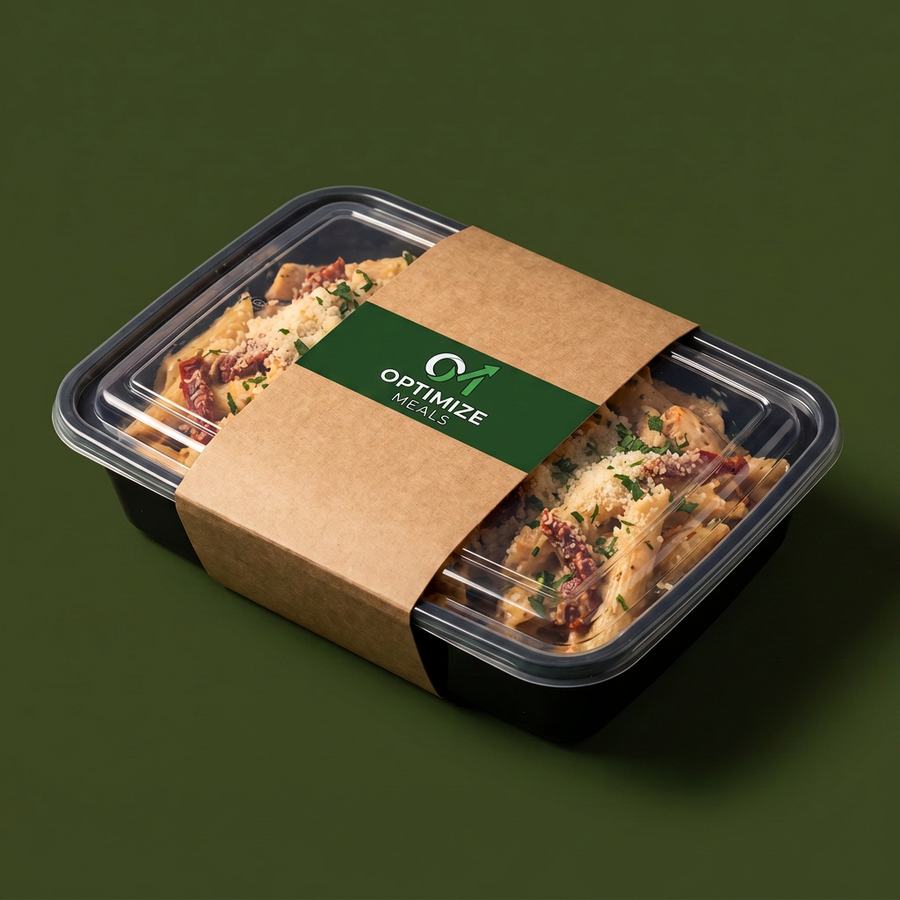 Chef-prepared meal in Optimize Meals branded container
